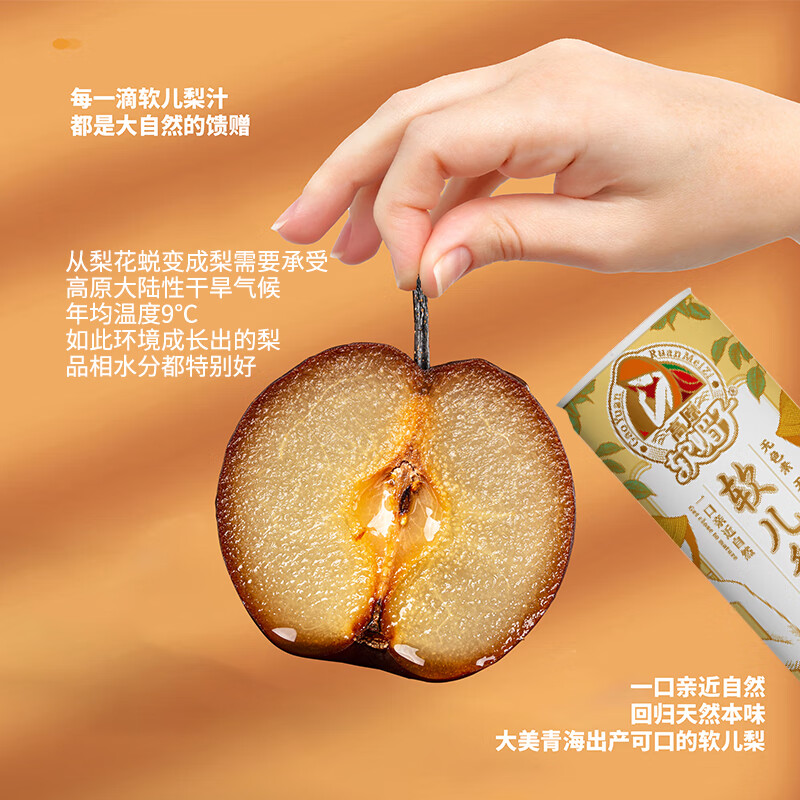 高原软媚子 青海特产 青藏高原 软儿梨果汁营养饮料礼盒装新鲜果味礼盒 软儿梨果汁 (300ml*12瓶)*1箱