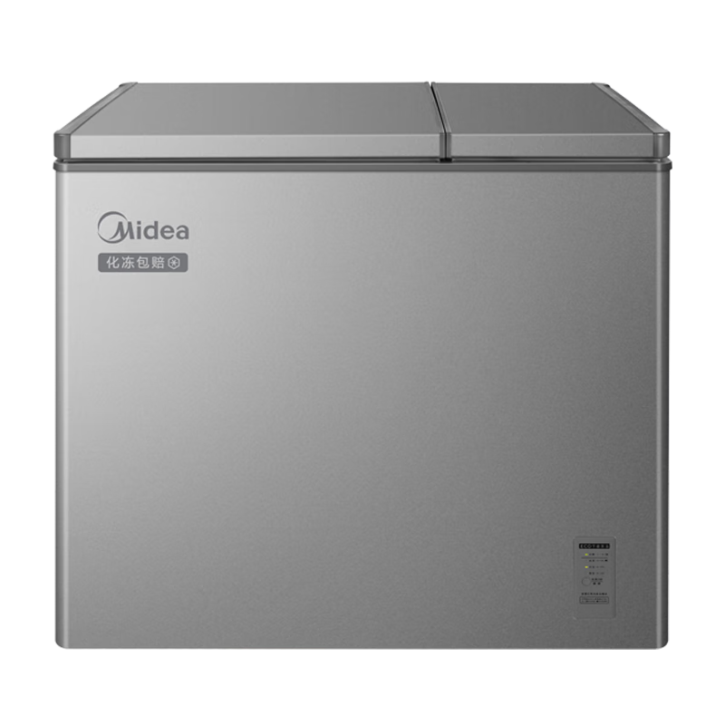 美的（Midea）210L双温双箱家用冰柜大冷冻小冷藏两用卧式冷柜冰箱电子控温一级能效BCD-210DKEM(E)灰国家补贴