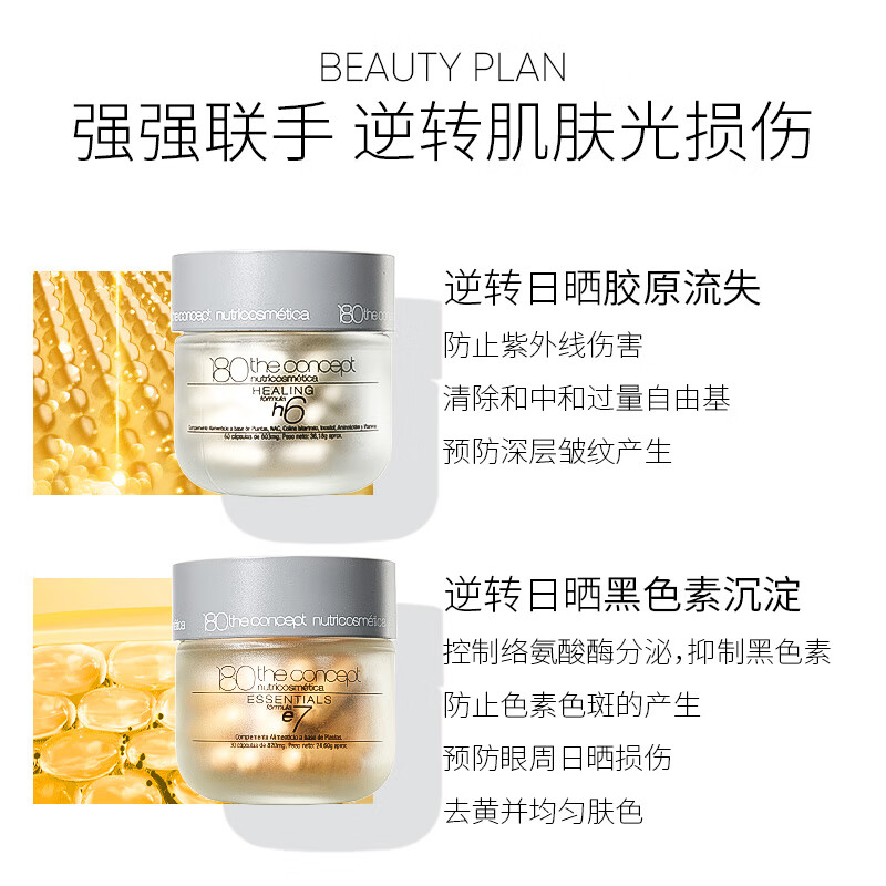 180 the concept陈伟霆同款 h6反重力胶囊提拉紧致骨相立体保养抗衰老 经典版60粒 h6+e7光老化逆转组合 60粒*1瓶