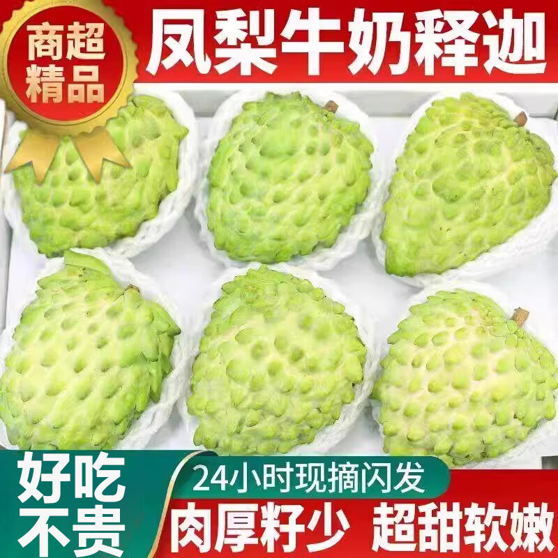 粤迎释迦果番荔枝青色果牛奶佛头果凤梨释迦果广西新鲜应季当季水果 3斤优选果【香甜软糯】净2.5斤