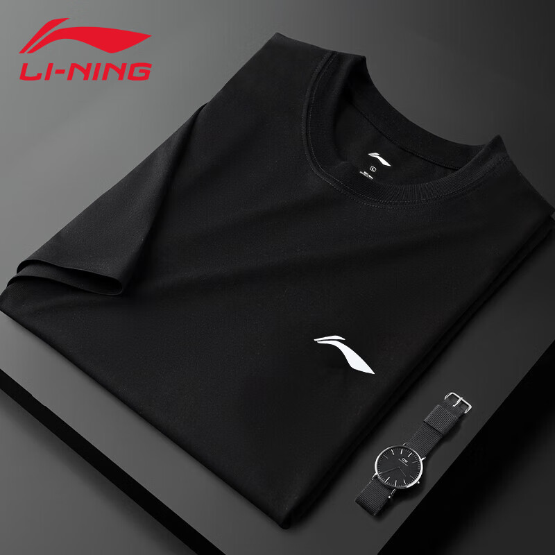 李宁速干短袖polo衫商务男女衬衫2026夏季 宽松透气T恤翻领休闲运动薄 黑色 速干经典款 M 建议115-130斤