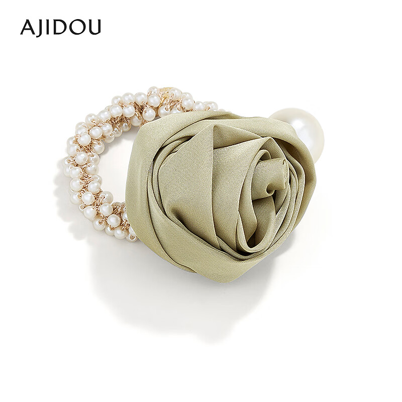 AJIDOU阿吉豆发圈生日礼物 时尚简约仿珍珠玫瑰发圈发饰送女友闺蜜老婆 绿色 1个