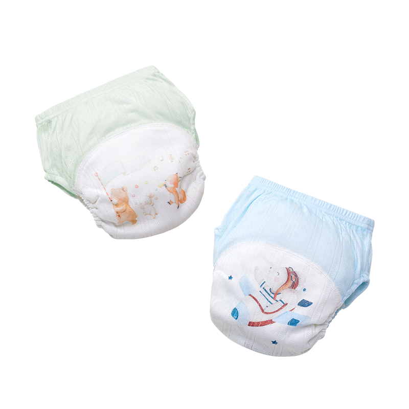 貝谷貝谷嬰兒訓(xùn)練褲如廁學(xué)習(xí)褲新生兒網(wǎng)眼尿戒子寶寶可洗尿布兜防水隔尿墊 飛行樂隊 7A抑菌防側(cè)漏 2條裝 100碼（推薦6-15個月）