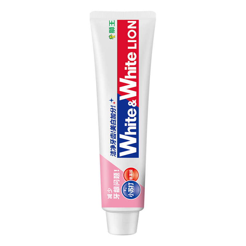 狮王（Lion）WhiteWhite小苏打牙膏亮白护龈去黄去牙渍含氟白桃味180g京东自营