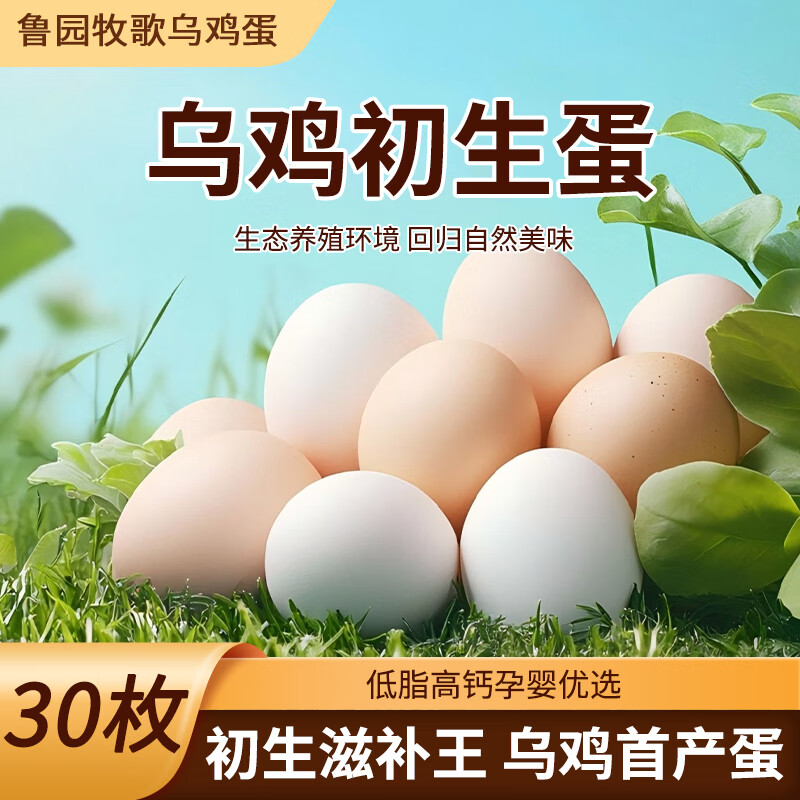 鲁园牧歌乌鸡蛋，食品丰富，微量元素浓缩低胆固醇30枚/件早餐礼盒装鸡蛋 30枚/箱