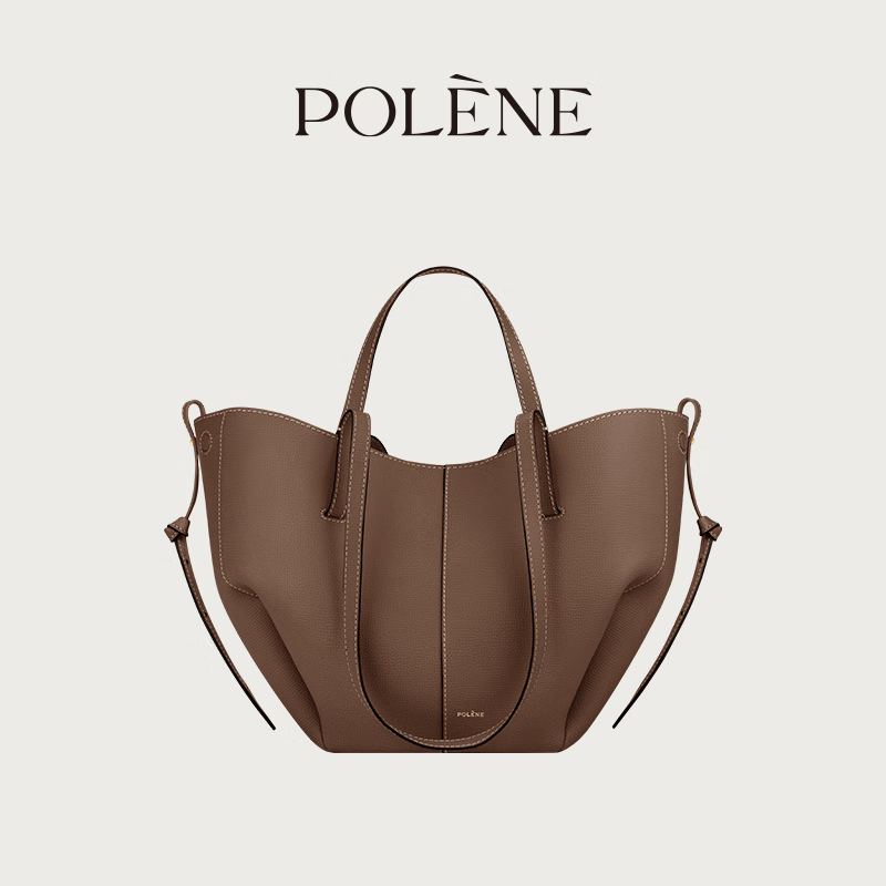 Polene波灵恩【新品】Cyme Mini 荔枝牛皮手提单肩托特包 栗色