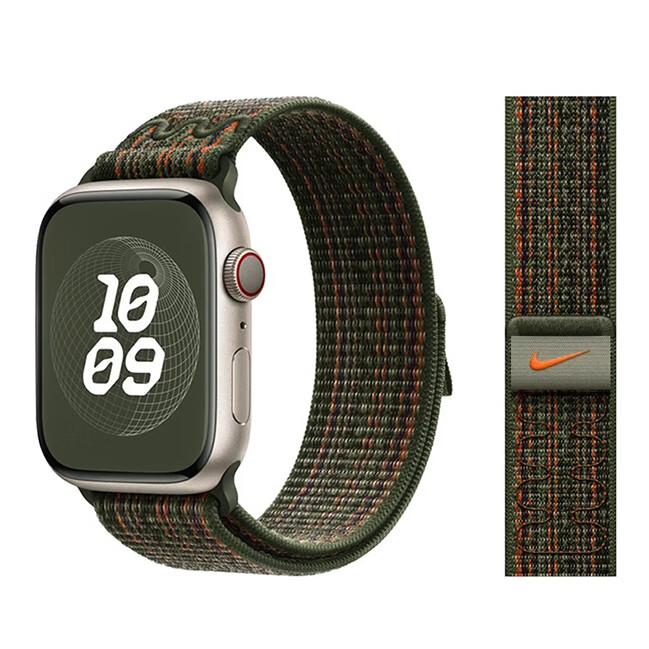 适用苹果手表表带耐克iwatchs11 10尼龙回环applewatch987Ultra腕带运动舒适透气时尚腕带 【NK黑配蓝色】同款 【42mm】适用Apple Watch10/11