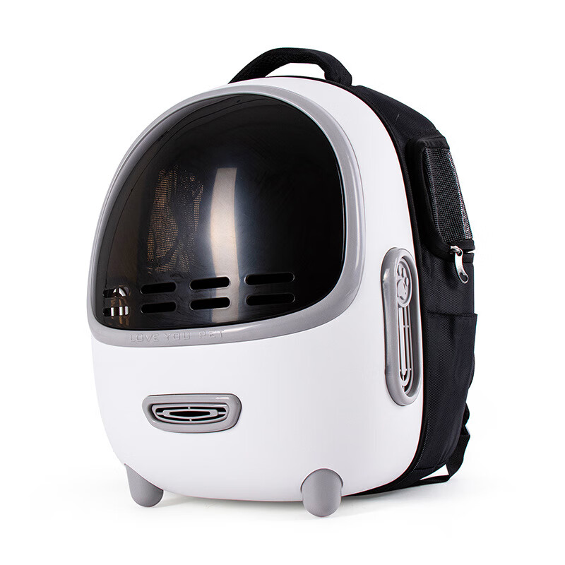 乐优派宠物外出包便携茶色面板猫包猫咪透气太空舱双肩宠物包大容 白色