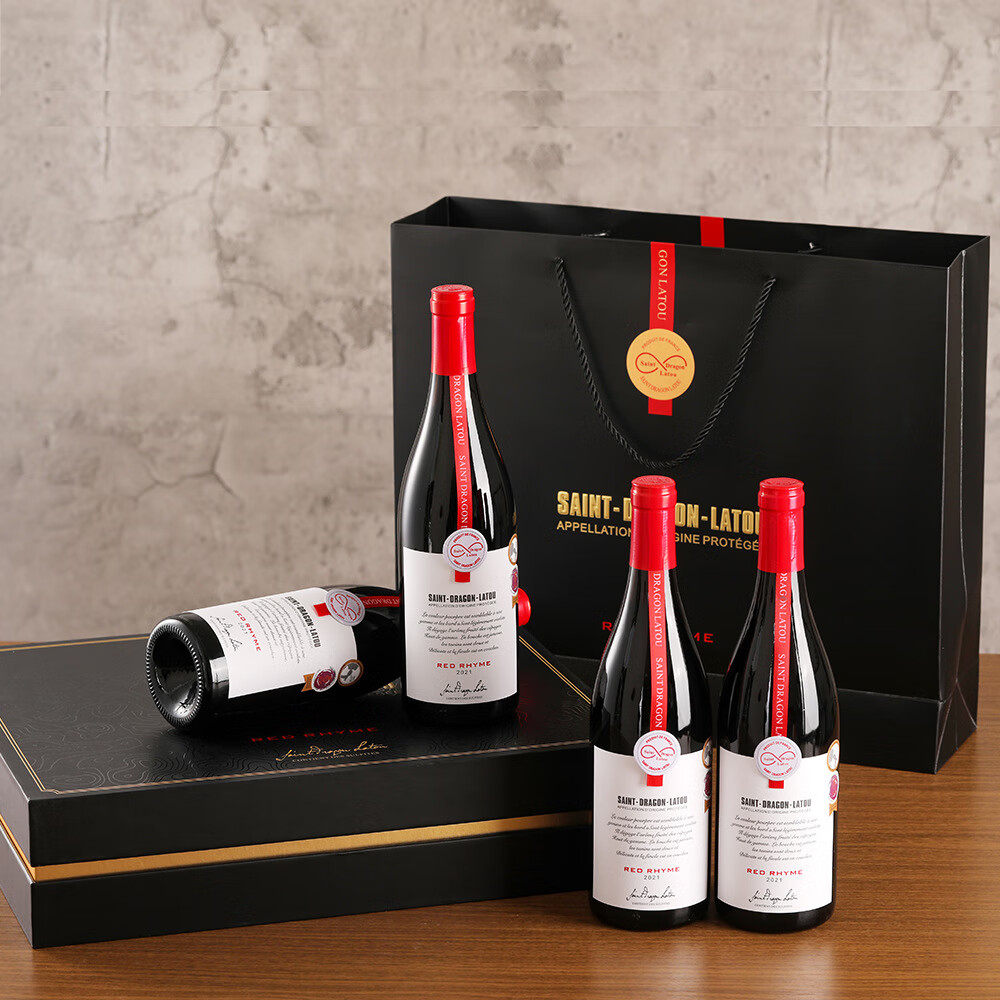 圣龙拉途法国进口红酒AOP干红葡萄酒2021年份赤霞珠混酿750ml 4支礼盒装