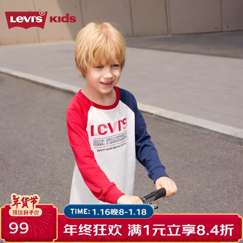 LEVI'S��ά˹ͯװ��ͯ�޳���T�����¿�ײɫƴ����ͯԲ������ �ǹ��� 