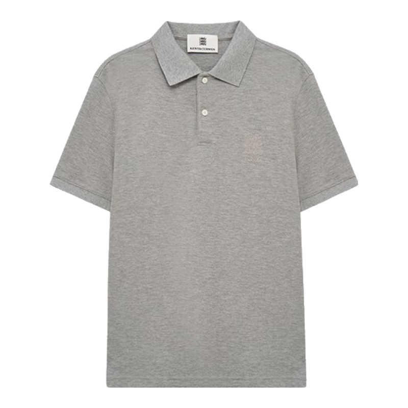 KENT&CURWEN肯迪文【明星同款】春夏系列男士三獅刺繡純棉貝殼扣POLO衫 麻灰色C2 M