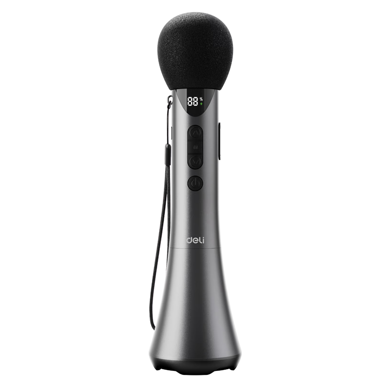 得力（deli）15w大功率k歌麦克风音响一体手持麦克风无线小蜜蜂扩音器喇叭教学导游演讲咪教师生日礼物黑