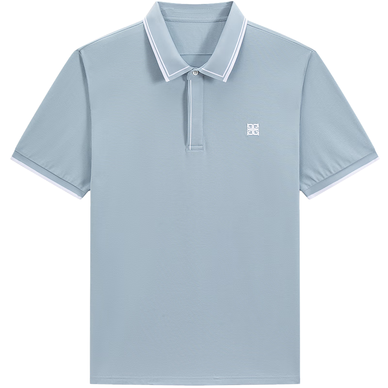 GXG男裝 小標刺繡商務(wù)polo衫男 夏季新品G24X242007 淺藍色 2XL