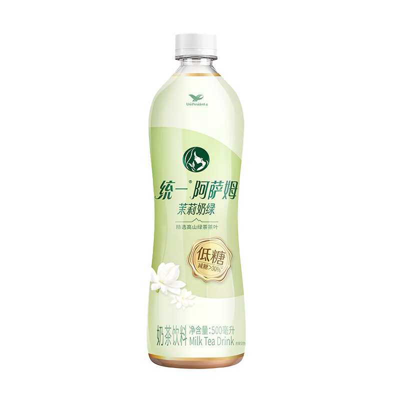 统一阿萨姆低糖茉莉奶绿PET500ML*15瓶整箱装