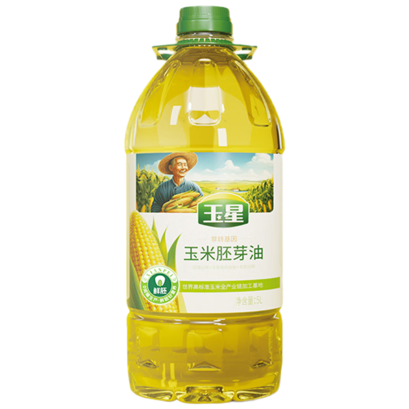 玉星鮮胚玉米油5L一級(jí)物理壓榨非轉(zhuǎn)基因胚芽食用植物油烘焙蛋糕家庭用
