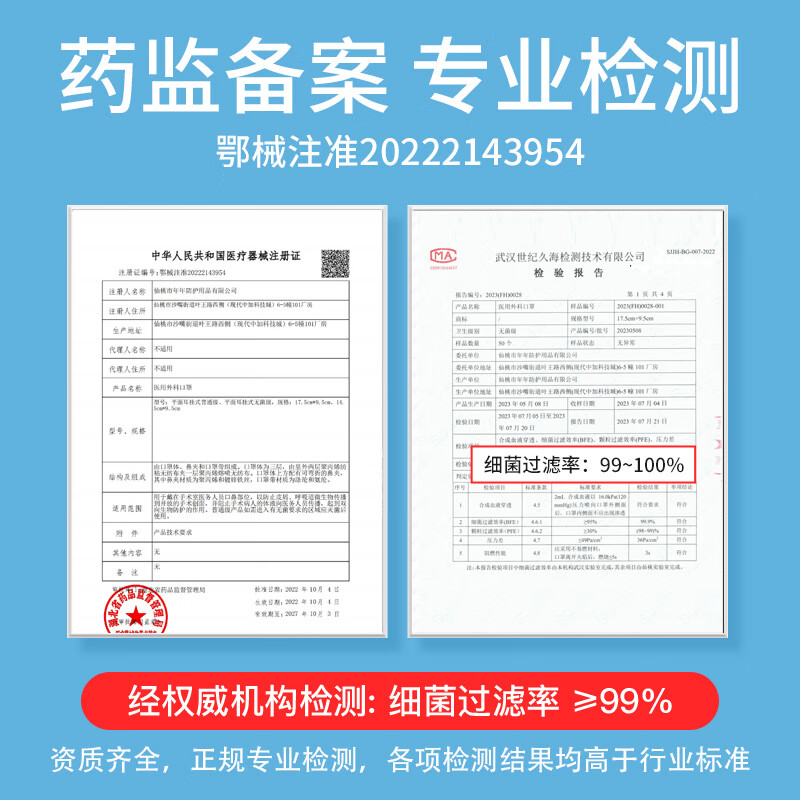 若硕100只一次性口罩医用外科灭菌级批发成人男女高颜值单独立包装 [经典款]医用外科蓝100只/独立装/精美盒装