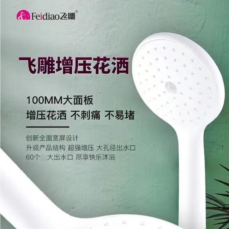 飛雕（FEIDIAO）花灑噴頭軟管增壓管子淋浴大出水量浴室熱水器洗澡沐浴花曬頭 花灑噴頭(白色)