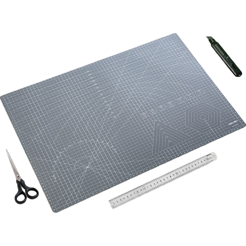得力(deli)A2耐用PVC切割墊板桌墊/鼠標(biāo)墊/書寫墊 超大號(hào)可水洗手工桌面刻板裁紙美工墊  灰色78402