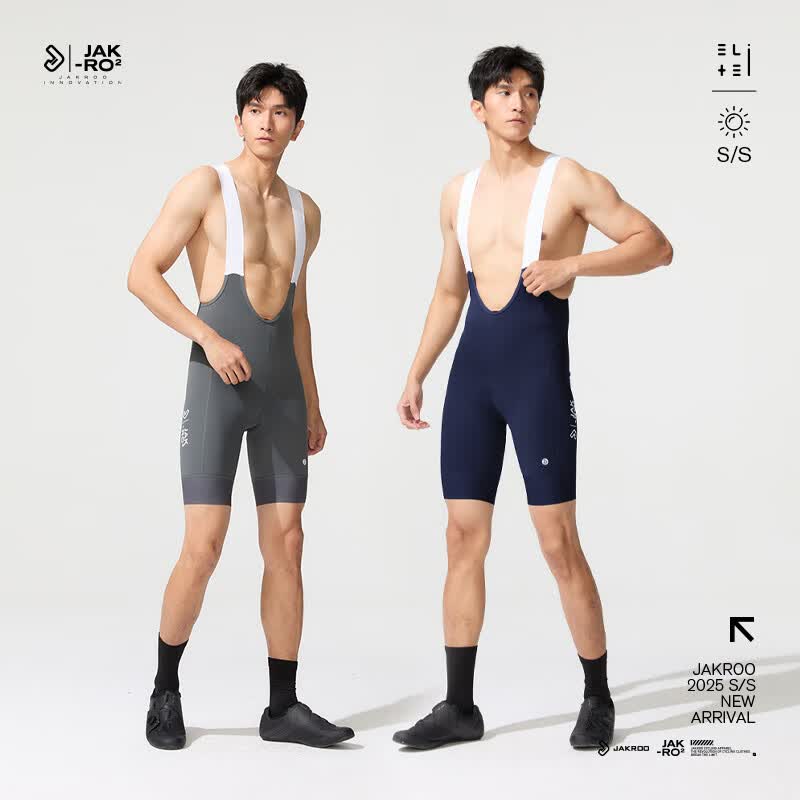 捷酷春夏新款ELITE ICEFLOW男士凉感因子双箭头骑行背带/无背带短裤 黑色（背带款） XL