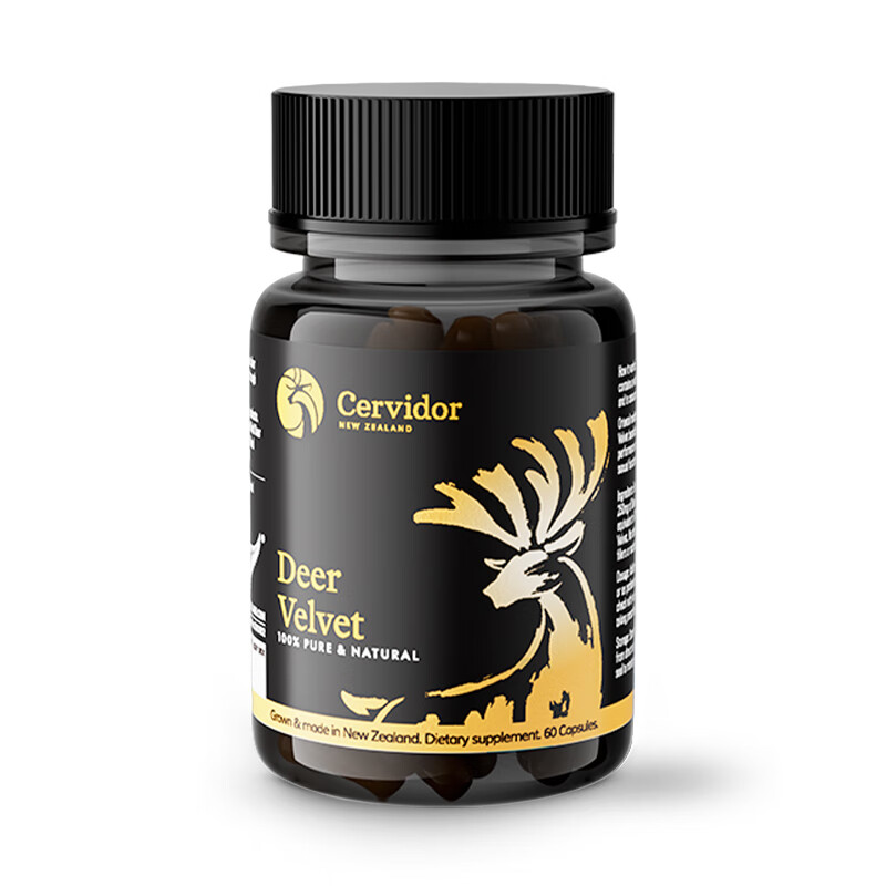Cervidor鹿茸胶囊搭人参虫草鹿鞭丸全蜡片粉片精华血酒口服液男性滋补品 新西兰进口鹿茸胶囊 60粒*1瓶 送长辈年货节过年礼盒 搭配高档含量养生补肾壮阳男用保健品非梅花鹿