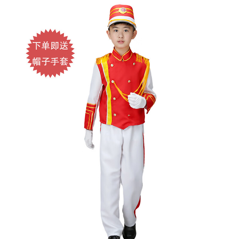 VALOR MAN新款兒童鼓號隊服裝中小服裝儀仗隊幼兒園服管樂隊升旗手學生男女 3款男 送帽子+手套 160