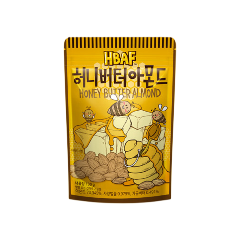 汤姆农场韩国原装进口HBAF蜂蜜黄油扁桃仁130g 巴旦木大杏仁每日坚果零食100027155105