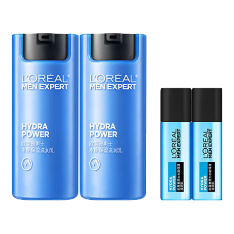 歐萊雅（LOREAL）男士面霜?jiǎng)拍苄涯w露滋潤(rùn)乳液補(bǔ)水保濕控油擦臉油不油膩禮物護(hù)膚品 保濕滋潤(rùn)乳50ml*2+醒膚露22ml*2