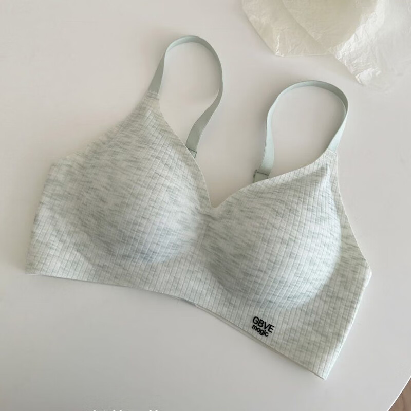 迷曼魅无痕内衣女小胸聚拢防下垂无钢圈软支撑舒适透气薄款运动文胸罩夏 抹茶绿 70A S 32B
