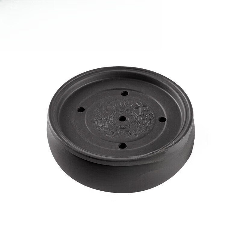 豐拓星茶盤茶茶臺紫砂大茶盤陶瓷茶具簡約家用圓形茶托盤儲水小 六英寸茶盤黑