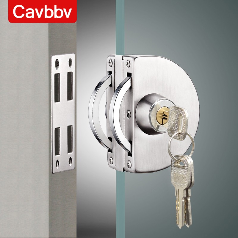 cavbbv玻璃门锁 双门双开移门玻璃锁 不锈钢玻璃门防盗锁具 12mm玻璃