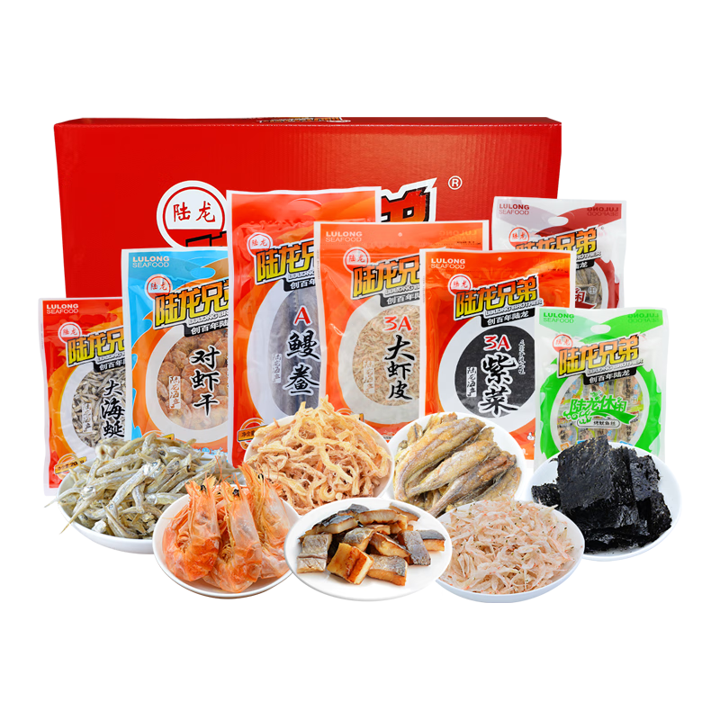 【現貨】陸龍特產(chǎn)干貨海鮮禮包 6-7件寧波特色舟山海鮮水產(chǎn)大禮盒 [常溫]吉祥7件C套餐1380g