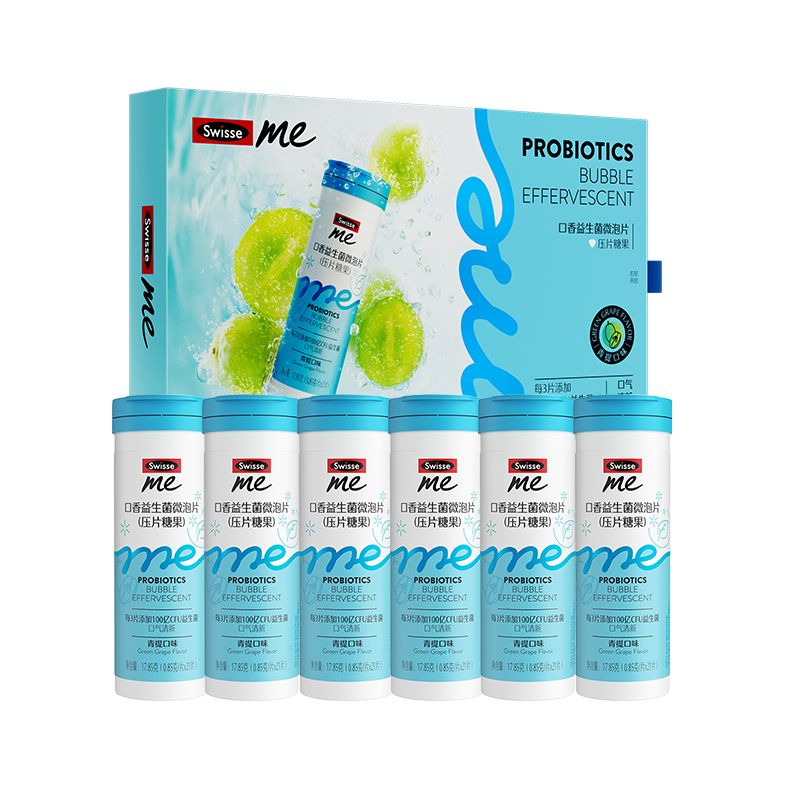 SwisseMe斯维诗 口香益生菌微泡片 口香炮弹口腔益生菌清新口气 6支礼盒