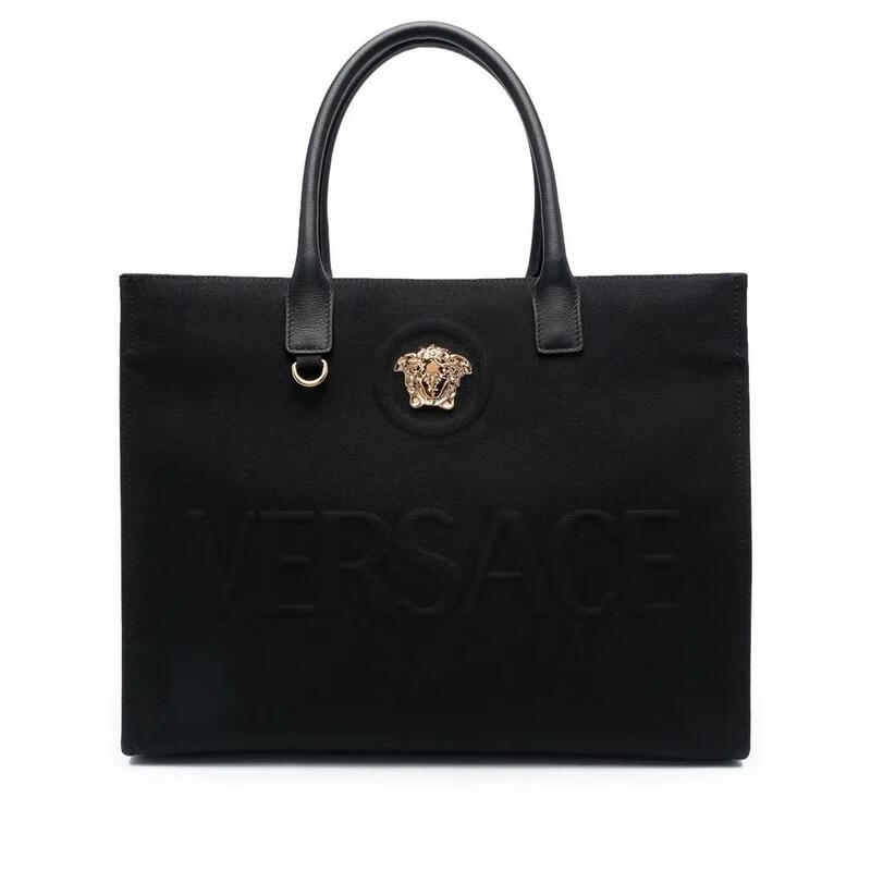范思哲（VERSACE）女士手提包  Medusa 寬敞實(shí)用日常通勤棉質(zhì)托特包手提包 黑色 TU