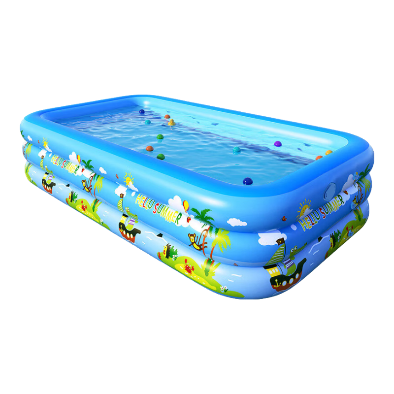 TaTanice兒童充氣游泳池家用室內(nèi)外玩水玩具三層加厚泡泡底水桶戶(hù)外戲水池 3層泡泡底-2.1米【送電泵+水槍】