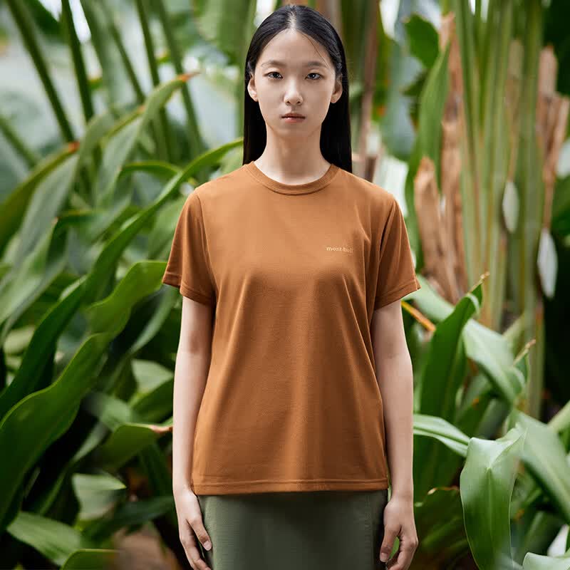 mont·bell经典款小logo纯色短袖运动健身速干t恤女款透气日系简约 1114687 BN棕色 XL