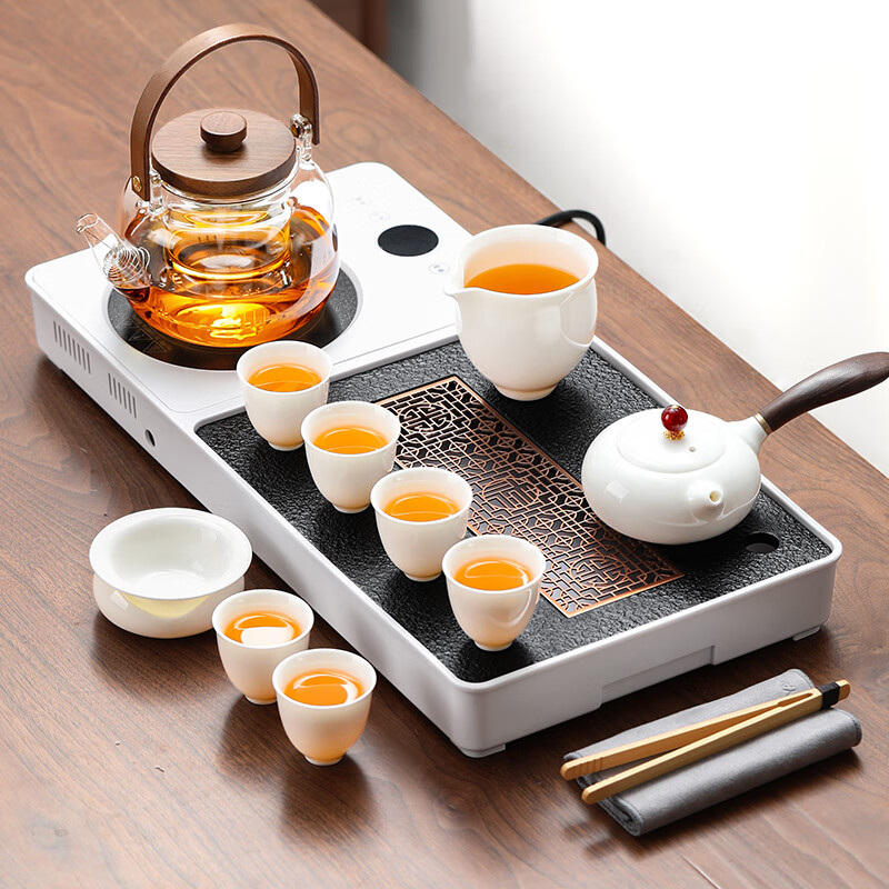 尚言坊功夫茶具整套煮茶烧水一体式茶台茶盘高档泡茶器全套装礼物伴手礼