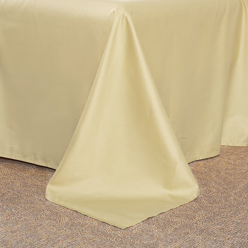 源生活 纯棉床单单件 100%全棉酒店被单防尘床罩床盖 60支米黄色 245*270cm【单件床单】