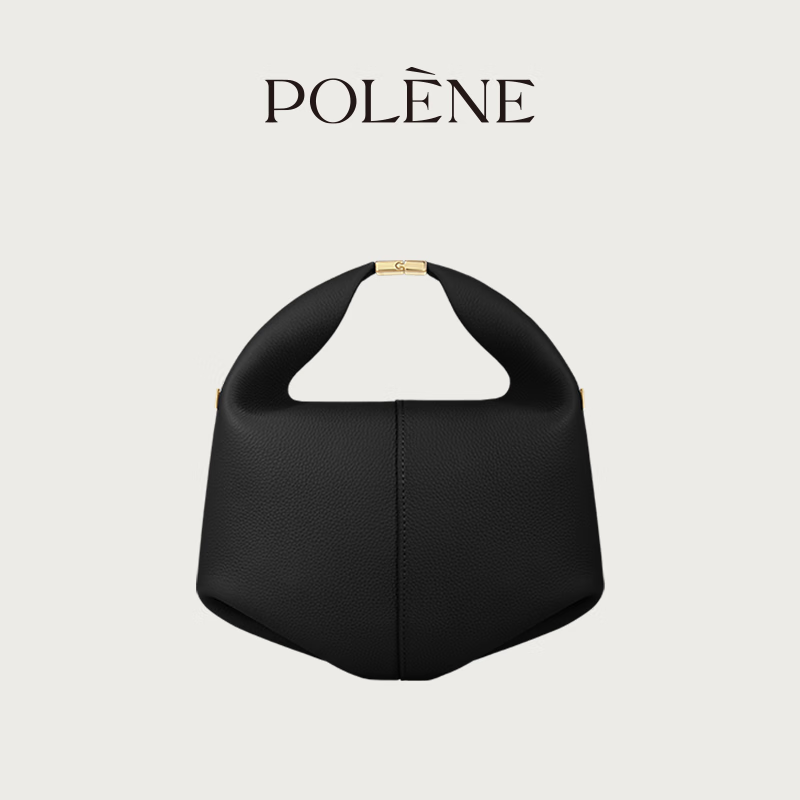 Polene波灵恩Beri 黑色荔枝牛皮（链条款）手提斜挎包 黑色（链条款）
