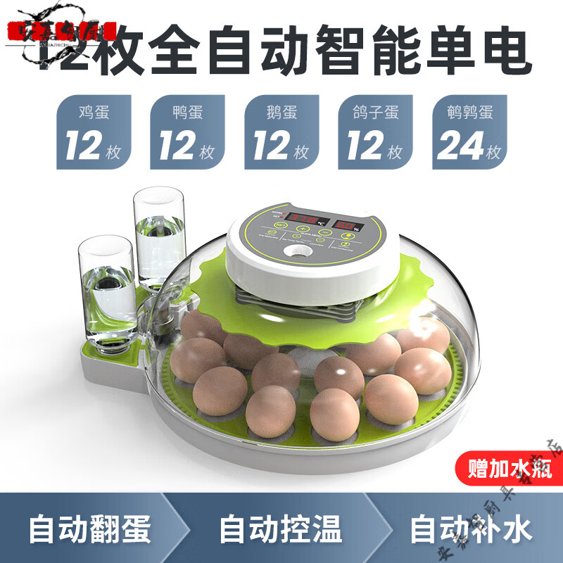 妙普乐德国进口品质孵化器全自动家用小型鸡蛋孵化威振小飞碟迷你机智能 12枚自动单电A款+自动上水+照蛋