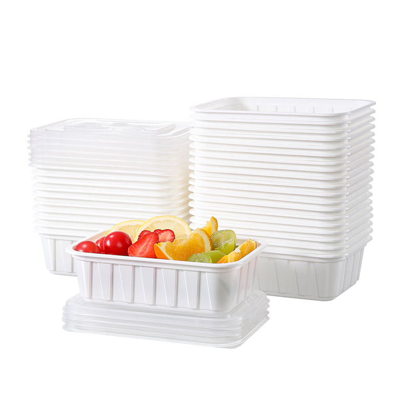 美麗雅一次性飯盒800ml*30套食品級方形帶蓋餐盒打包外賣野餐盒可微波