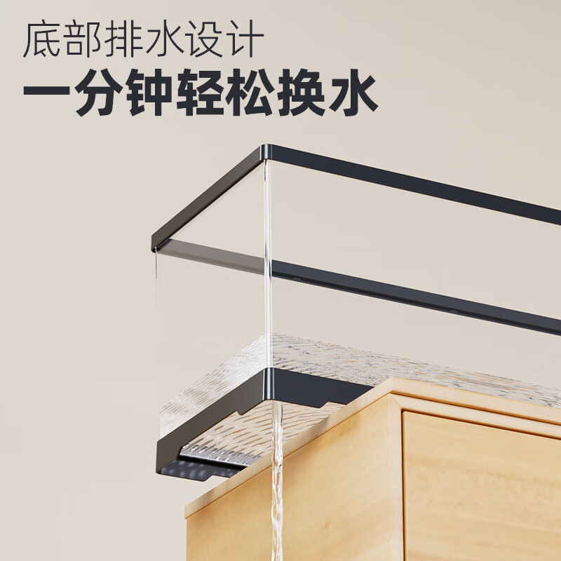 宠小岛适合家养的懒人亚克力乌龟缸家用塑料生态造景小别墅带晒台饲养箱 钢琴白 特大号【过滤豪华套餐】