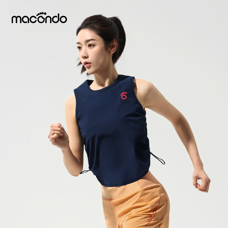 马孔多（macondo）女子可甜可辣跑步背心3代轻量吸湿速干凉感防晒UPF50+运动上衣 夜海蓝 M