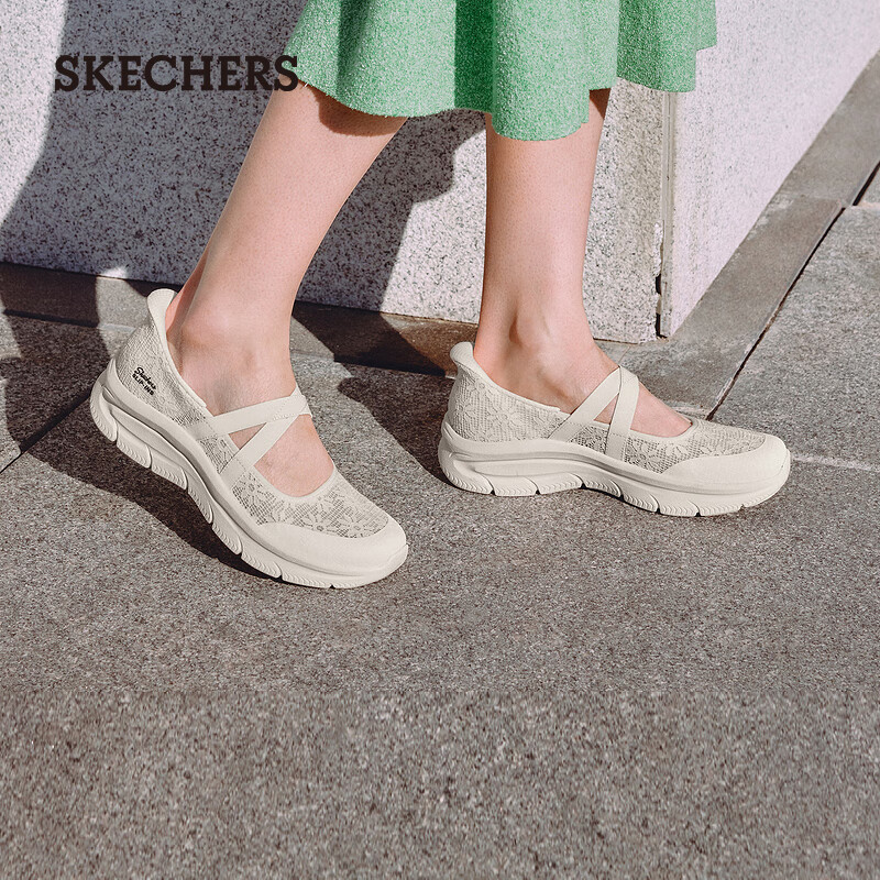 斯凯奇（Skechers）女鞋春季Slip ins系列闪穿鞋透气玛丽珍单鞋159286 乳白色/OFWT 37