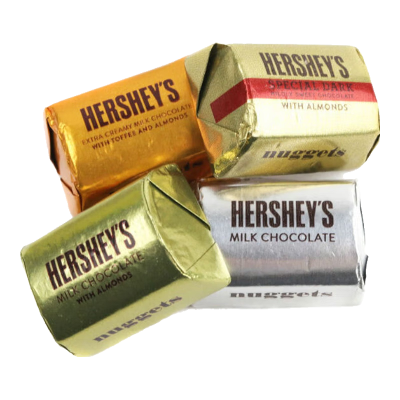 好時(shí)(Hershey’s)美國Hershey's Nuggets 好時(shí)金銀磚4口味巧克力1.47kg 好時(shí)金磚巧克力試吃裝20塊(隨機(jī)