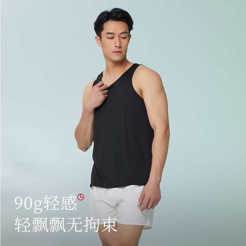 金利来男士背心男无袖T恤夏季网眼透气宽松轻薄健身运动打底汗衫 月白色 XL (175)