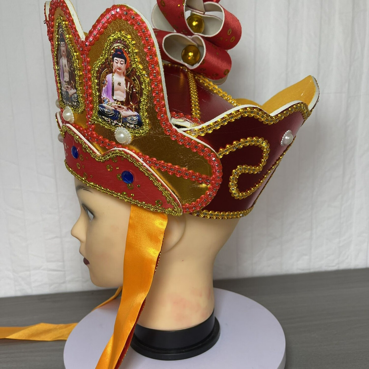 佛像手工唐僧帽佛家用品五佛冠毗罗帽毗卢帽五佛帽道具西游记道具僧帽