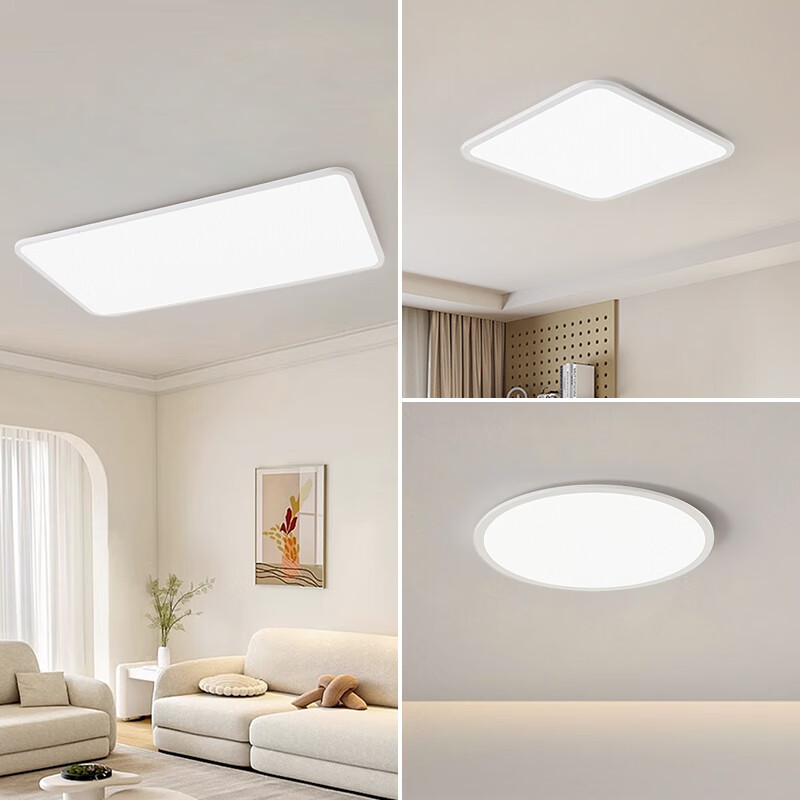 宏光照明现代简约主灯灯具超薄极简吸顶灯客厅LED全光谱护眼卧室房间灯 48W 10㎡内适用 素影50圆 变光款
