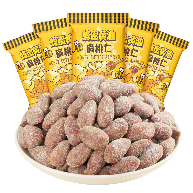 蜂蜜黄油扁桃杏仁巴旦木汤姆农场芭蜂同款非进口韩国坚果 250g