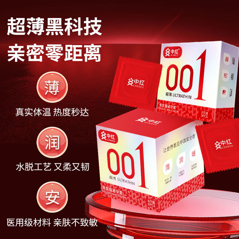 中红001避孕套超薄0.01隐形裸入聚氨酯安全套情趣byt成人性用品 【超性价比】001超薄24只