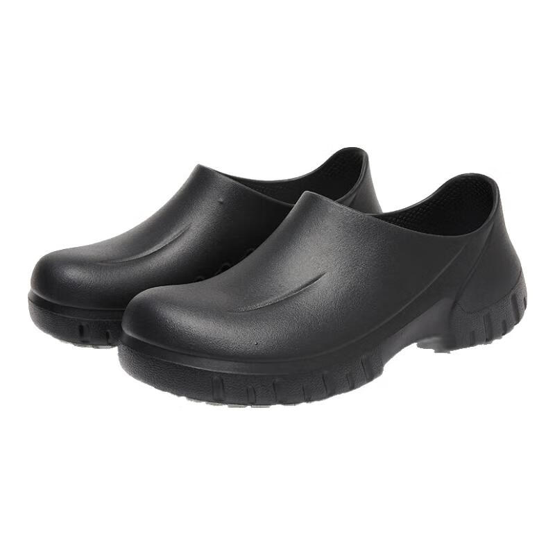 TEER厨房安全鞋防滑厨师鞋防水工作鞋防油护士鞋雨鞋老人鞋妈妈后厨 黑色 46 (280mm) 偏大一码，拍小一码